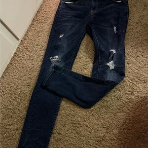 American Eagle Outfitters Blue Skinny Jeans Distressed
